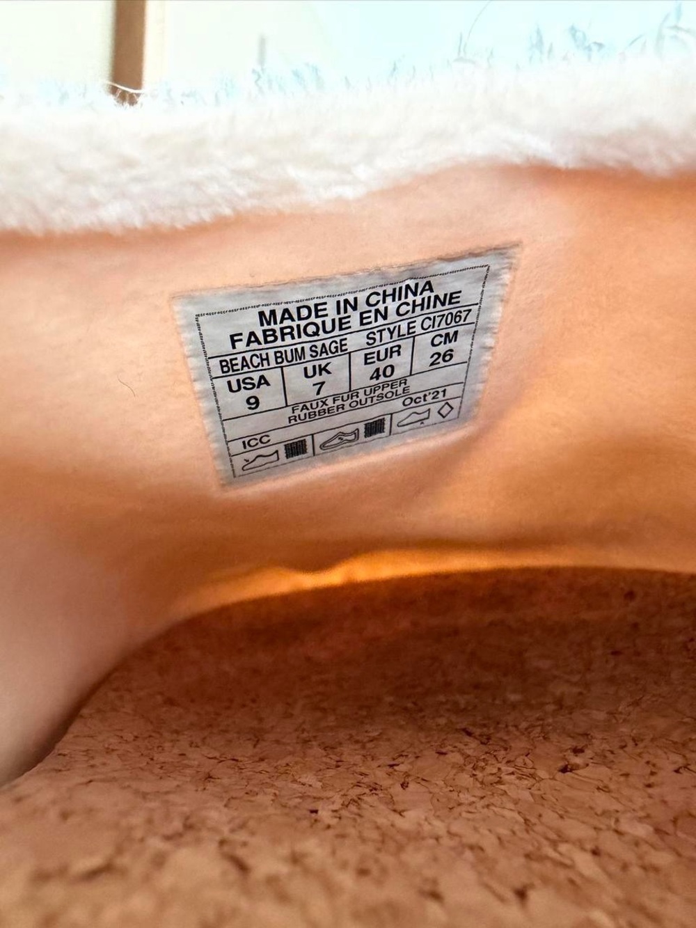 Reef Cream Terry Cloth Slingback Slides with Tan Strap - Picture 7 of 7